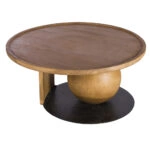 Artekko Munggur Ξύλινο Τραπέζι Σαλονιού με Μεταλλική Μαύρη Βάση (100x100x47)cm