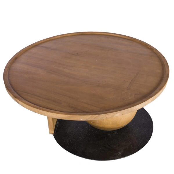 Artekko Munggur Ξύλινο Τραπέζι Σαλονιού με Μεταλλική Μαύρη Βάση (100x100x47)cm