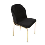 Artekko Anduin Μεταλλική Χρυσή Καρέκλα με Βελούδινο Μαύρο Ύφασμα (54x60x85)cm
