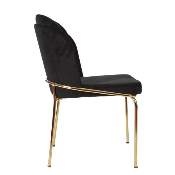 Artekko Anduin Μεταλλική Χρυσή Καρέκλα με Βελούδινο Μαύρο Ύφασμα (54x60x85)cm