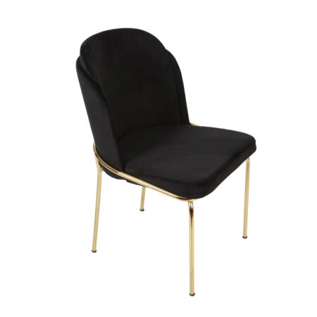 Artekko Anduin Μεταλλική Χρυσή Καρέκλα με Βελούδινο Μαύρο Ύφασμα (54x60x85)cm