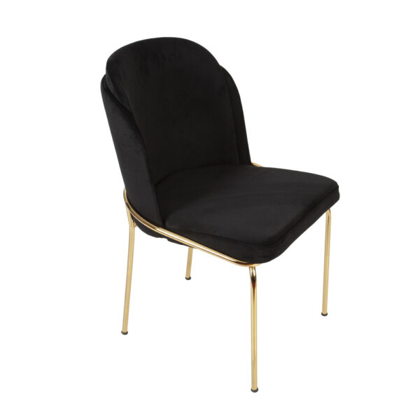 Artekko Anduin Μεταλλική Χρυσή Καρέκλα με Βελούδινο Μαύρο Ύφασμα (54x60x85)cm