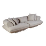 Artekko Wous Μπεζ Μπουκλέ Τριθέσιος Καναπές με 2 Ανεξάρτητα Κομμάτια (125x100x70)cm 2pcs