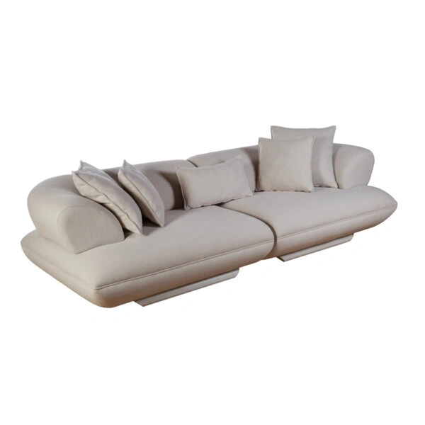 Artekko Wous Μπεζ Μπουκλέ Τριθέσιος Καναπές με 2 Ανεξάρτητα Κομμάτια (125x100x70)cm 2pcs