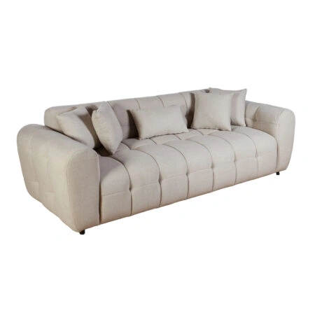 Artekko Sara Τριθέσιος Καναπές με Μπεζ Μπουκλέ Ύφασμα (240x100x80)cm