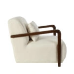 Artekko Plus Εκρού Υφασμάτινη Πολυθρόνα με Ξύλινα Μπράτσα (74x90x75)cm