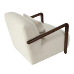 Artekko Plus Εκρού Υφασμάτινη Πολυθρόνα με Ξύλινα Μπράτσα (74x90x75)cm