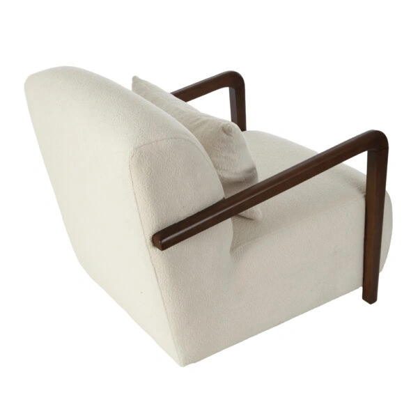 Artekko Plus Εκρού Υφασμάτινη Πολυθρόνα με Ξύλινα Μπράτσα (74x90x75)cm