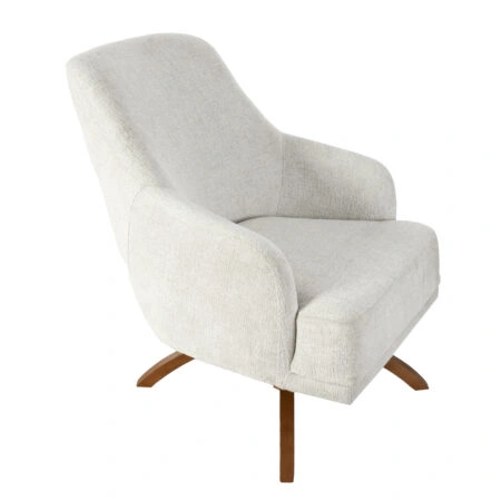 Artekko Oslo Εκρού Μπουκλέ Περιστρεφόμενη Πολυθρόνα Μπερζέρα (65x85x88)cm