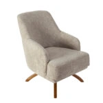 Artekko Oslo Μπεζ Μπουκλέ Περιστρεφόμενη Πολυθρόνα Μπερζέρα (65x85x88)cm