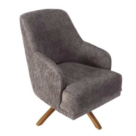 Artekko Oslo Γκρι Καφέ Μπουκλέ Περιστρεφόμενη Πολυθρόνα Μπερζέρα (65x85x88)cm