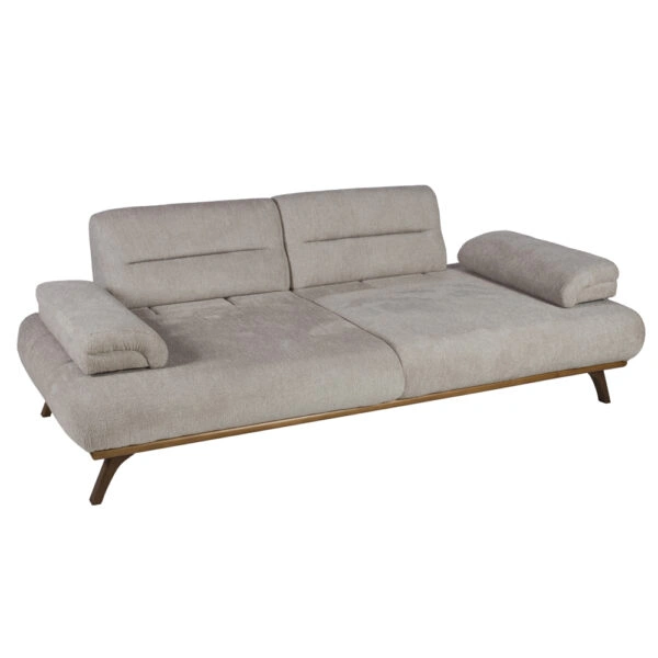 Artekko Pamukkale Τριθέσιος Μπεζ Καναπές με Μπουκλέ Ύφασμα (240x100x80)cm