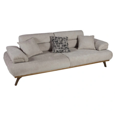 Artekko Pamukkale Τριθέσιος Μπεζ Καναπές με Μπουκλέ Ύφασμα (240x100x80)cm