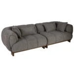 Artekko Ponpon Γκρι Τριθέσιος Καναπές με Μπουκλέ Ύφασμα (250x100x70)cm