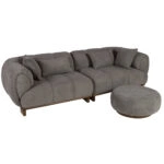 Artekko Ponpon Γκρι Τριθέσιος Καναπές με Μπουκλέ Ύφασμα (250x100x70)cm