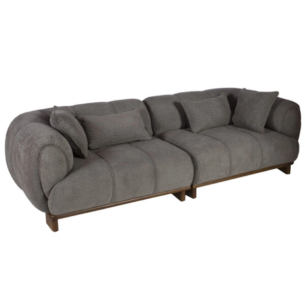 Artekko Ponpon Γκρι Τριθέσιος Καναπές με Μπουκλέ Ύφασμα (250x100x70)cm