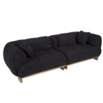 Artekko Ponpon Μαύρος Τριθέσιος Καναπές με Μπουκλέ Ύφασμα (250x100x70)cm