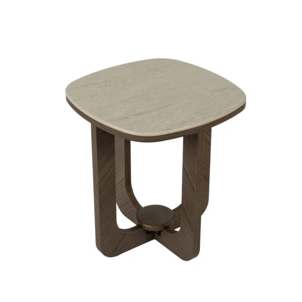 Artekko Stone Καφέ Τραπέζι Σαλονιού MDF με Όψη Πέτρας στην Επιφάνεια (45x45x50)cm