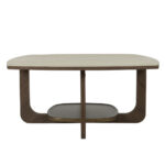 Artekko Stone Καφέ Τραπέζι Σαλονιού MDF με Όψη Πέτρας στην Επιφάνεια (90x90x42)cm