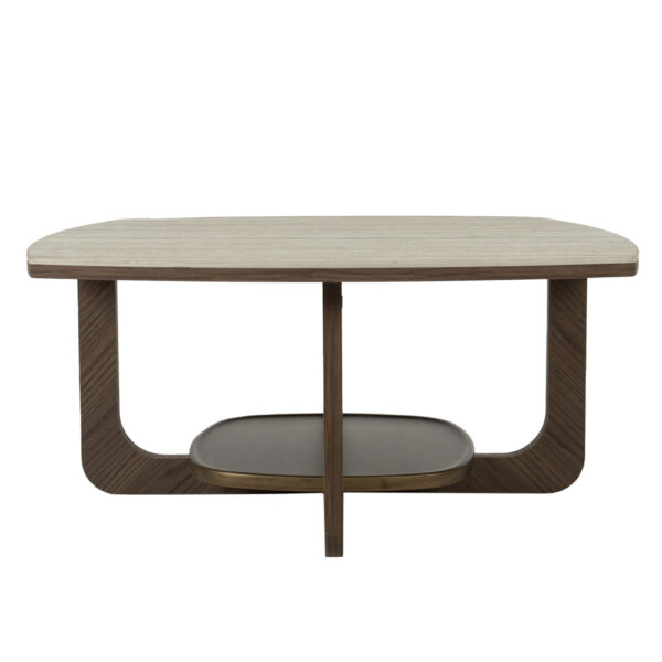 Artekko Stone Καφέ Τραπέζι Σαλονιού MDF με Όψη Πέτρας στην Επιφάνεια (90x90x42)cm