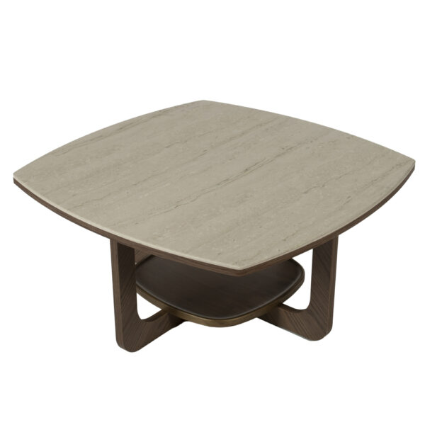 Artekko Stone Καφέ Τραπέζι Σαλονιού MDF με Όψη Πέτρας στην Επιφάνεια (90x90x42)cm