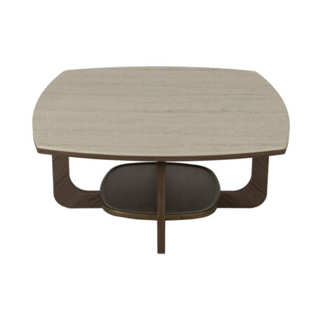 Artekko Stone Καφέ Τραπέζι Σαλονιού MDF με Όψη Πέτρας στην Επιφάνεια (90x90x42)cm