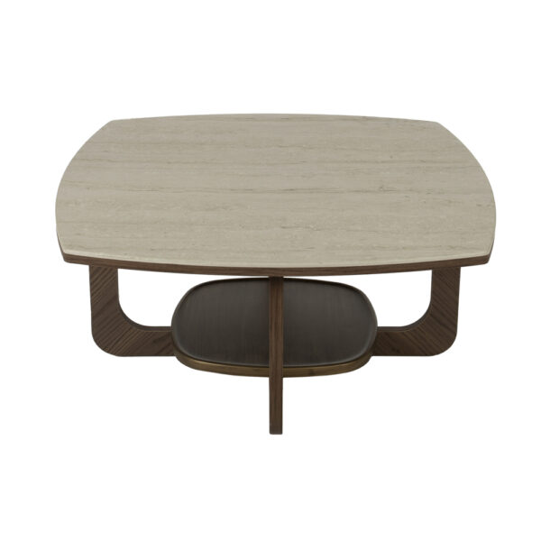 Artekko Stone Καφέ Τραπέζι Σαλονιού MDF με Όψη Πέτρας στην Επιφάνεια (90x90x42)cm