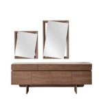 Artekko Stone Καφέ Μπουφές MDF με Όψη Πέτρας στην Επιφάνεια (210x48x79)cm με 2 Καθρέπτες (90x90x5)cm (60x50x5)cm 3pcs