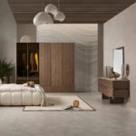 Artekko Stone Καφέ Μπουφές MDF με Όψη Πέτρας στην Επιφάνεια (210x48x79)cm με 2 Καθρέπτες (90x90x5)cm (60x50x5)cm 3pcs