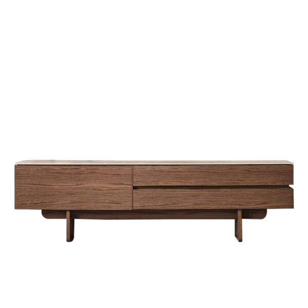 Artekko Stone Καφέ Έπιπλο Τηλεόρασης MDF με Όψη Πέτρας στην Επιφάνεια (210x48x60)cm