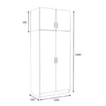 Ντουλάπα ρούχων Victoria Megapap δίφυλλη με πατάρι χρώμα φυσικό οξιάς 100x60x240εκ.