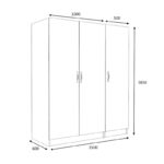 Ντουλάπα ρούχων Victoria Megapap τρίφυλλη χρώμα λευκό 150x60x181εκ.