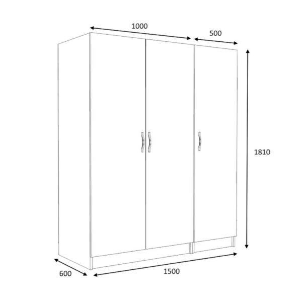 Ντουλάπα ρούχων Victoria Megapap τρίφυλλη χρώμα καρυδί 150x60x181εκ.