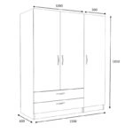 Ντουλάπα ρούχων Victoria Megapap τρίφυλλη με συρτάρια χρώμα καρυδί 150x60x181εκ.