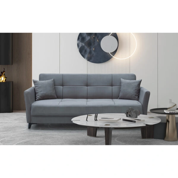 Καναπές Κρεβάτι Τριθέσιος  JAVIER 3S Γκρι 210x84x86cm