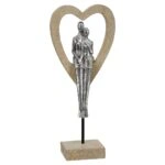 Γλυπτό Καρδιά "Aroha" Couple Motif Πολυρεζίνη Brown Ασημένιο PU 14.5x7x34cm