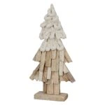 Stand Relief Χριστουγεννιάτικο Δέντρο "Corda" Ξύλο Ecru PU 20x8x40cm