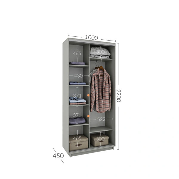 Ντουλάπα Συρόμενη Diamont Σονόμα 100x45x220cm