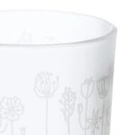 Φανάρι Καταιγίδας Cylindrical "Flower" Λουλουδάτο Design Γυάλινο Λευκό PU 18 H. cm D. 7 cm