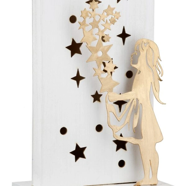 Stand Relief (Led) Rectangular "Sternenmadchen" Αστέρι Pattern Mdf Λευκό PU 10x7x24cm