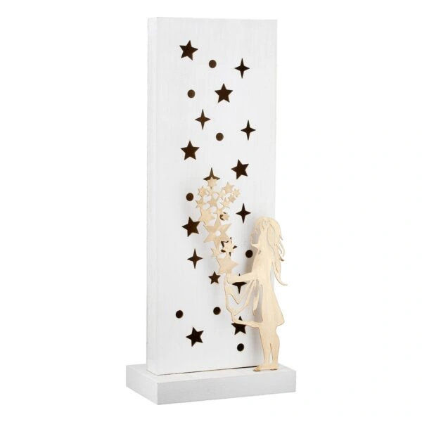 Stand Relief (Led) Rectangular "Sternenmadchen" Αστέρι Pattern Mdf Λευκό PU 10x7x24cm