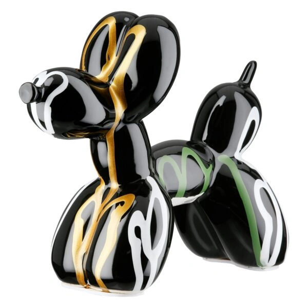 Figure Dog Balloon Dog Κεραμικό Πολύχρωμο Μαύρο 19X8X15Cm 19X8X15Cm
