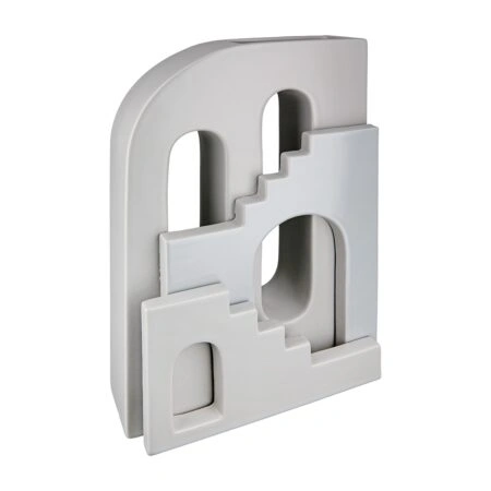 Βάζο Σπιτιού 'Faccia' Μοτίβο Σπιτιού Σκάλα Κεραμικό Γκρι 8x18x30cm