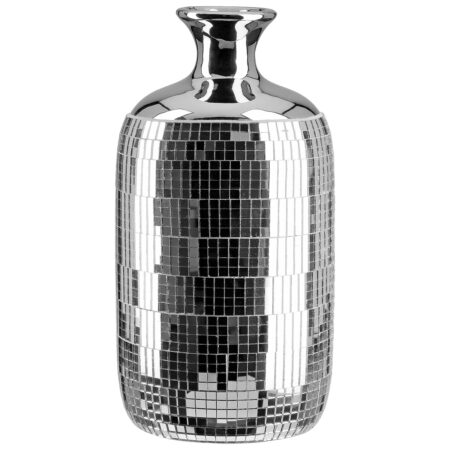 Βάζο γιακά "Disco" Κεραμικό Ασημί D115X24Cm D115X24Cm