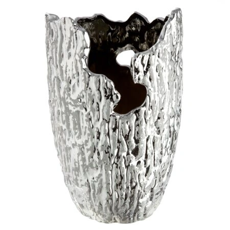 Βάζο Κωνικό Κεραμικό Ασημί Χρώμα D14X22Cm D14X22Cm