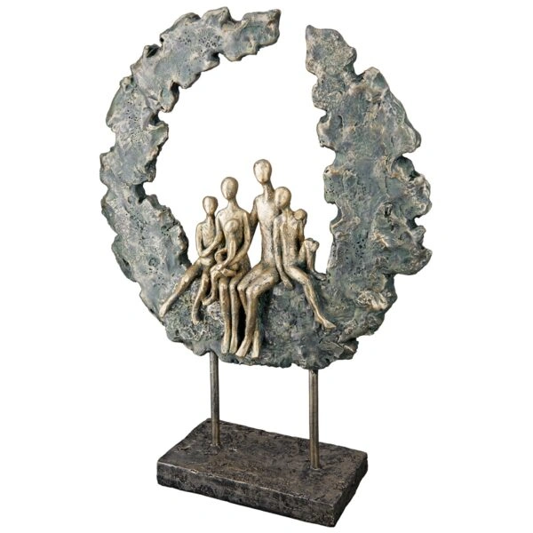 Γλυπτό Round "Familie" Πολυρεζίνη Χρυσό Πράσινο PU 14x8x32.5cm