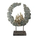 Γλυπτό Round "Familie" Πολυρεζίνη Χρυσό Πράσινο PU 14x8x32.5cm