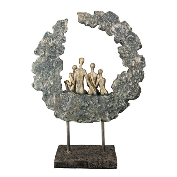 Γλυπτό Round "Familie" Πολυρεζίνη Χρυσό Πράσινο PU 14x8x32.5cm