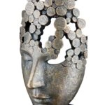 Γλυπτό "Female Mask" Face Motif Πολυρεζίνη Μπρούντζινο PU 15x10x31.5cm