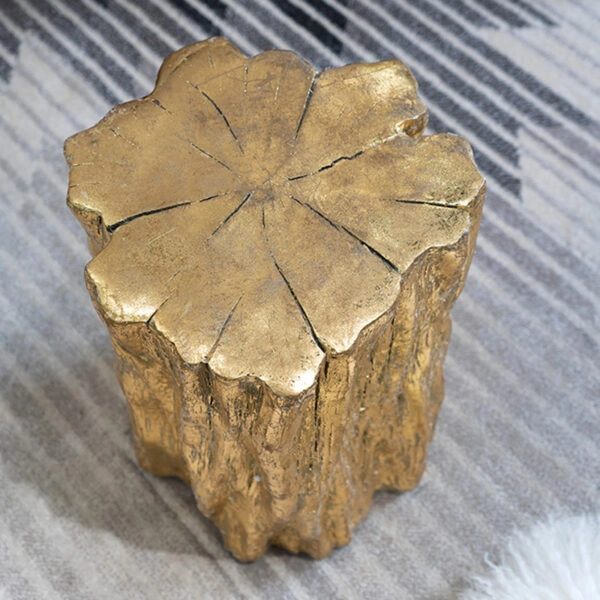 Artekko Tree Χρυσό Βοηθητικό Τραπέζι Σκαμπό από Μαγνήσιο (34.3x33x50.8)cm